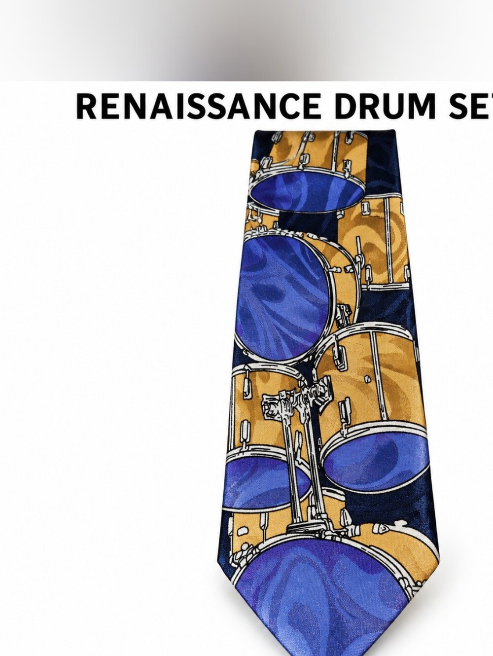 Renaissance Drum Set Men's Tie - Blue & Gold Accent